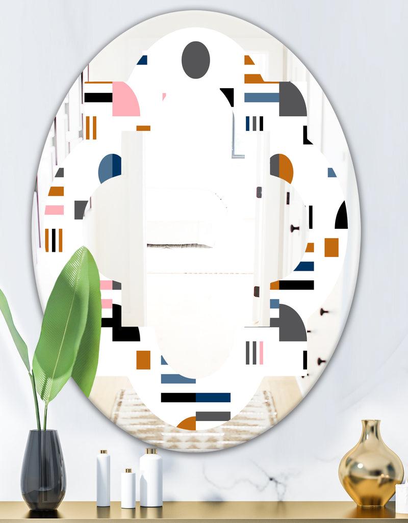 DesignQ Retro Abstract Design XI - Modern Round Or Oval Wall Mirror - Quatrefoil