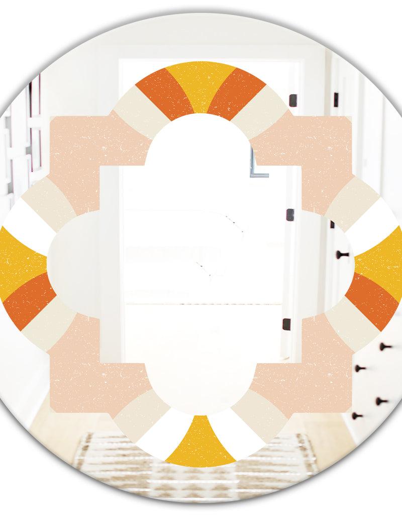 DesignQ Retro Abstract Design XII - Modern Round Or Oval Wall Mirror - Quatrefoil
