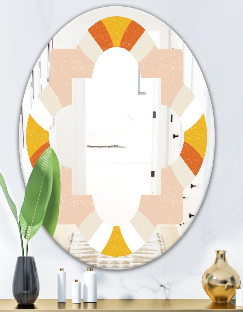 DesignQ Retro Abstract Design XII - Modern Round Or Oval Wall Mirror - Quatrefoil