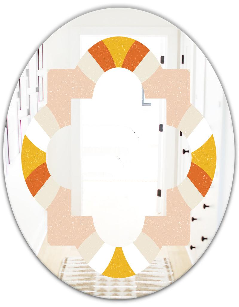 DesignQ Retro Abstract Design XII - Modern Round Or Oval Wall Mirror - Quatrefoil
