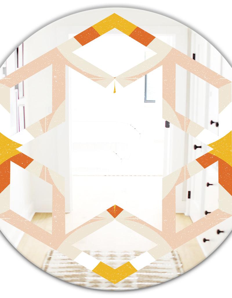 DesignQ Retro Abstract Design XII - Modern Round Or Oval Wall Mirror - Hexagon Star