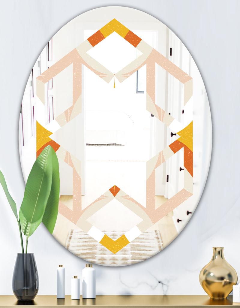 DesignQ Retro Abstract Design XII - Modern Round Or Oval Wall Mirror - Hexagon Star