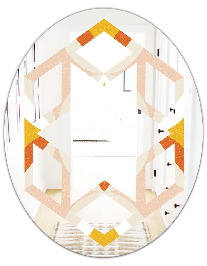 DesignQ Retro Abstract Design XII - Modern Round Or Oval Wall Mirror - Hexagon Star