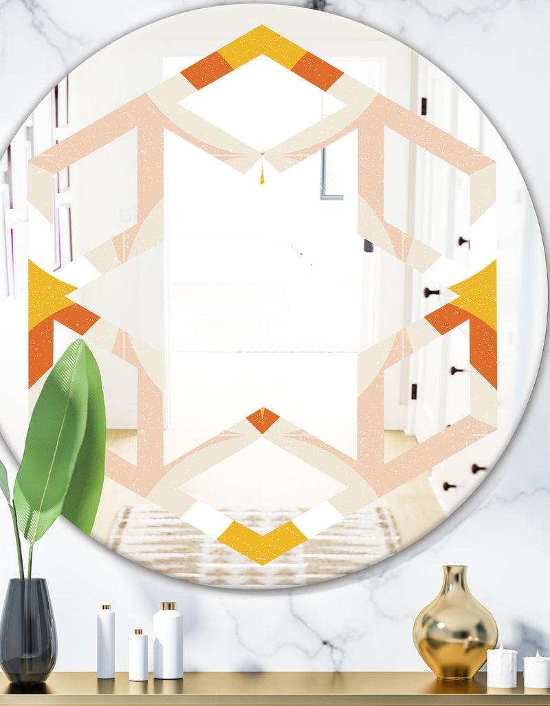 DesignQ Retro Abstract Design XII - Modern Round or Oval Wall Mirror - Hexagon Star