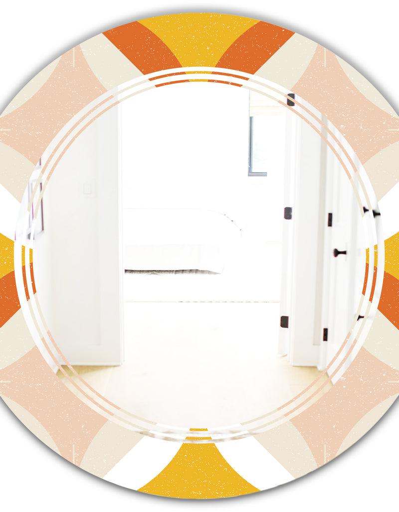 DesignQ Retro Abstract Design XII - Modern Round Or Oval Wall Mirror - Triple C