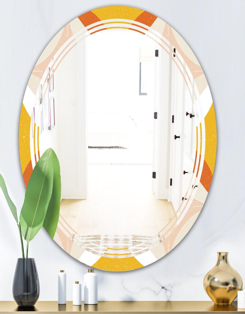 DesignQ Retro Abstract Design XII - Modern Round Or Oval Wall Mirror - Triple C