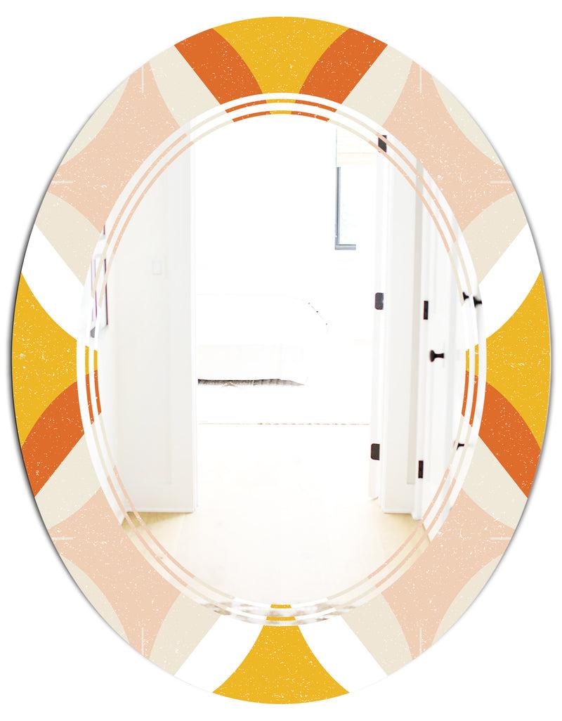 DesignQ Retro Abstract Design XII - Modern Round Or Oval Wall Mirror - Triple C
