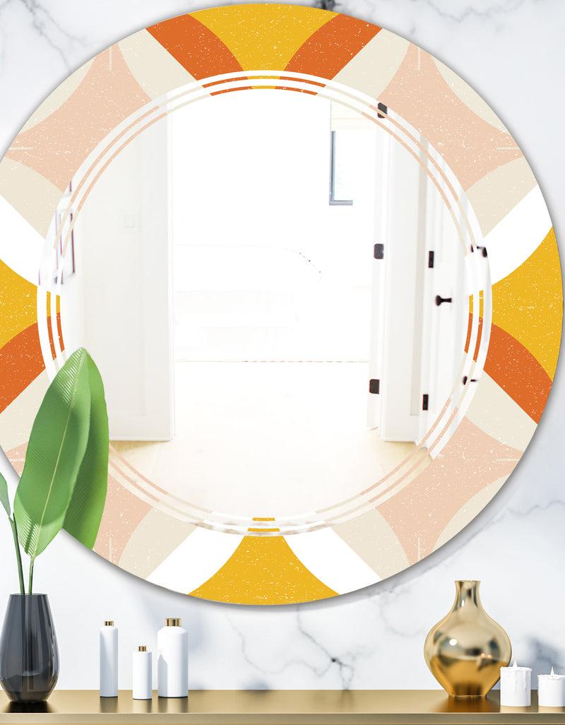 DesignQ Retro Abstract Design XII - Modern Round or Oval Wall Mirror - Triple C