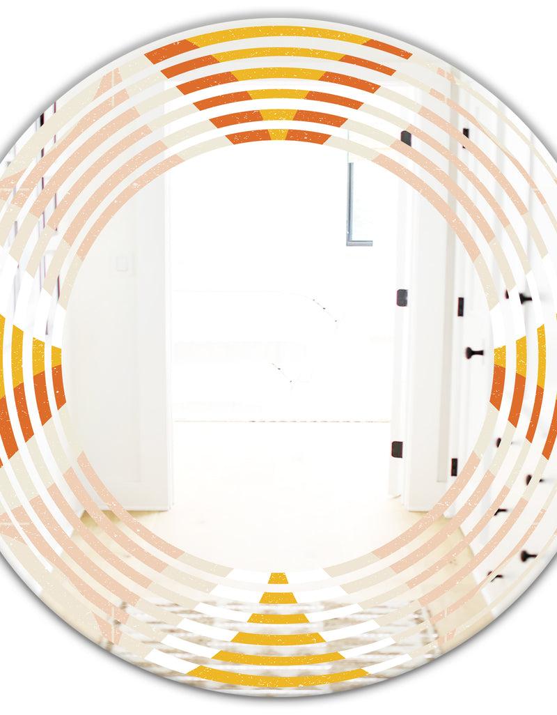 DesignQ Retro Abstract Design XII - Modern Round Or Oval Wall Mirror - Wave