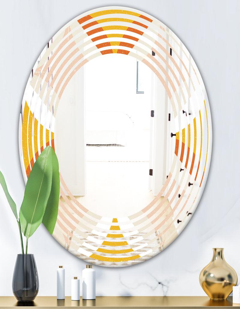 DesignQ Retro Abstract Design XII - Modern Round Or Oval Wall Mirror - Wave