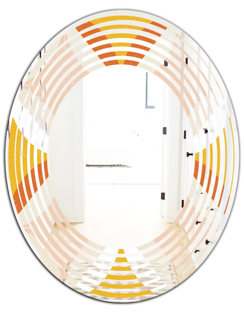 DesignQ Retro Abstract Design XII - Modern Round Or Oval Wall Mirror - Wave