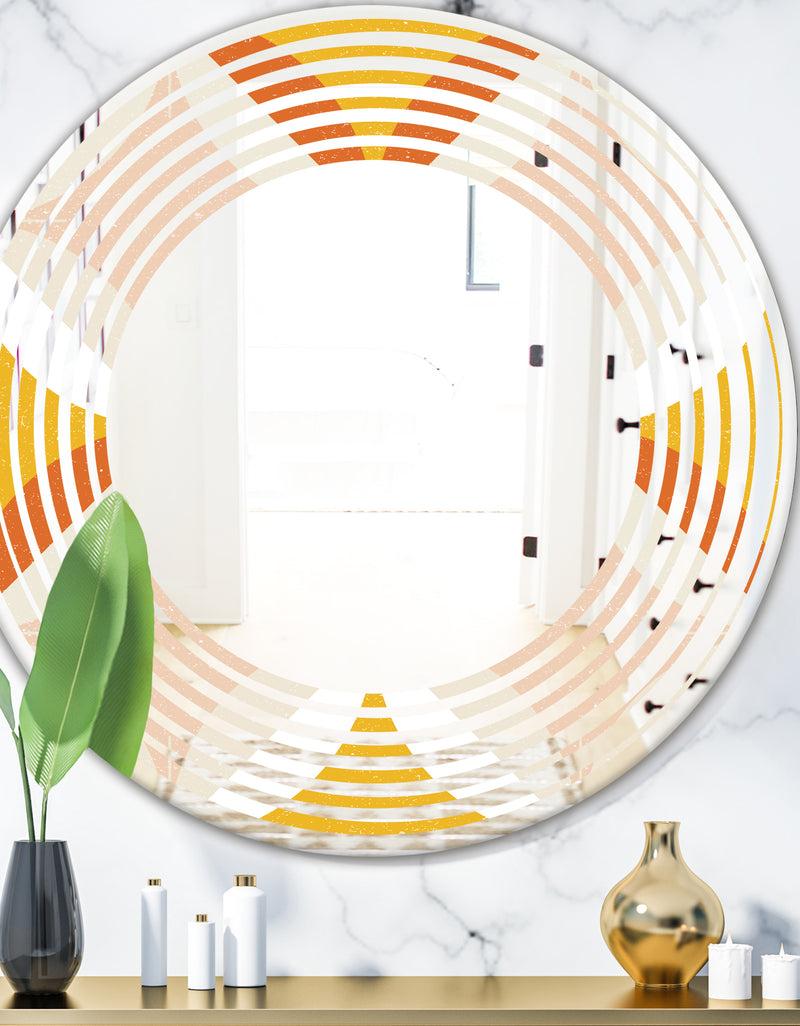 DesignQ Retro Abstract Design XII - Modern Round or Oval Wall Mirror - Wave