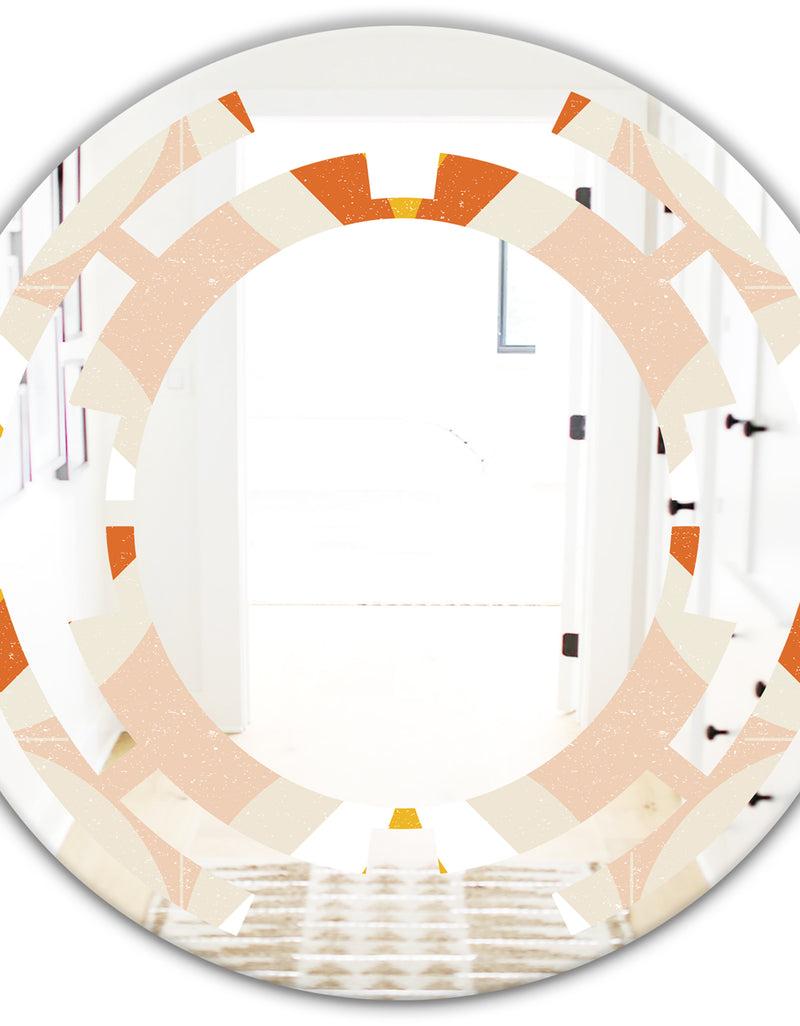 DesignQ Retro Abstract Design XII - Modern Round Or Oval Wall Mirror - Space