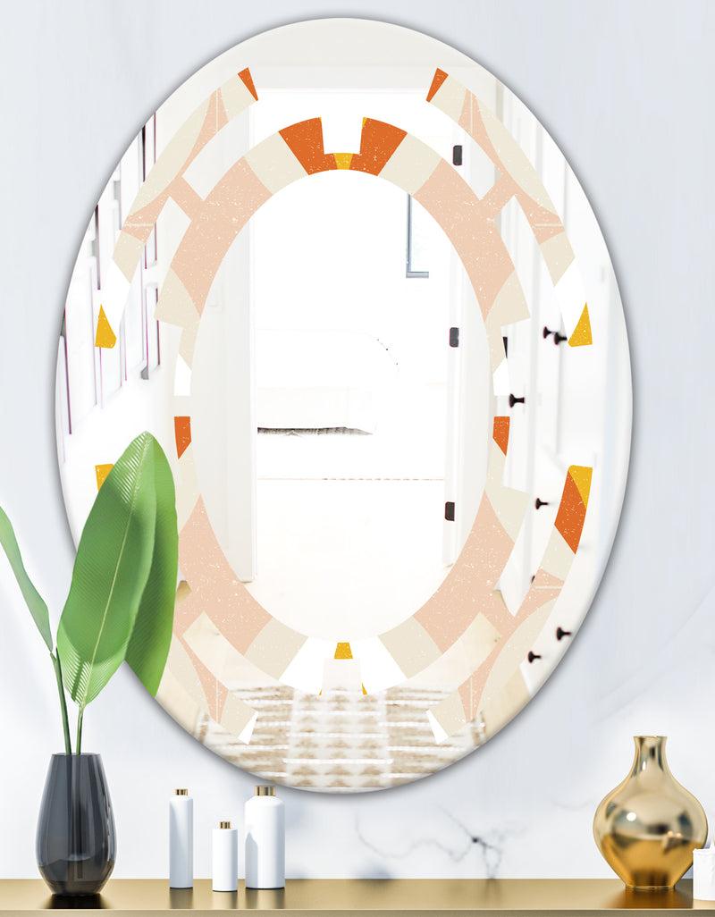 DesignQ Retro Abstract Design XII - Modern Round Or Oval Wall Mirror - Space