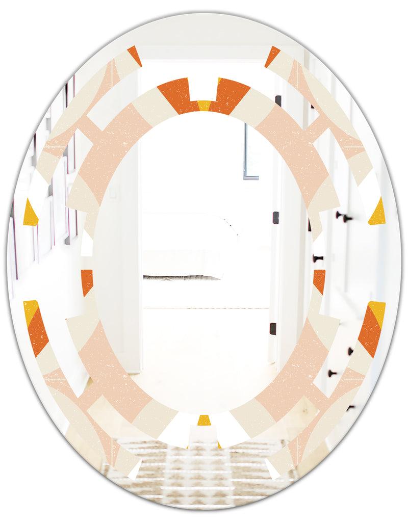 DesignQ Retro Abstract Design XII - Modern Round Or Oval Wall Mirror - Space