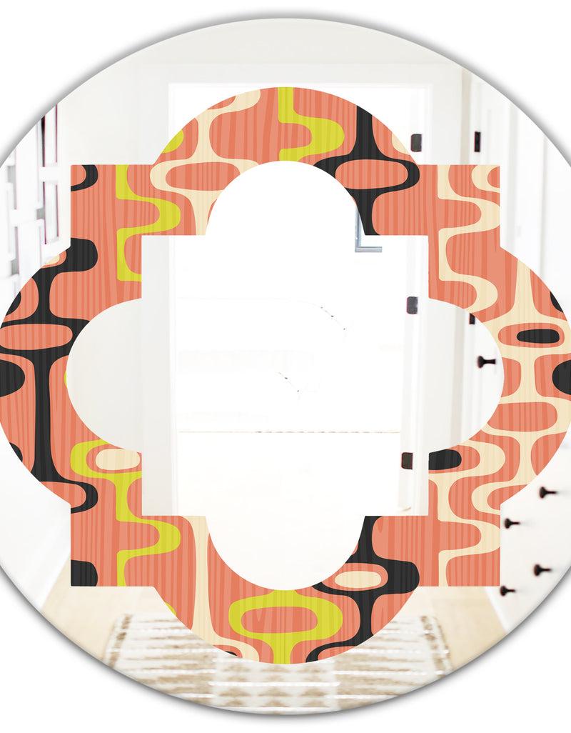 DesignQ Retro Abstract Design XIII - Modern Round Or Oval Wall Mirror - Quatrefoil