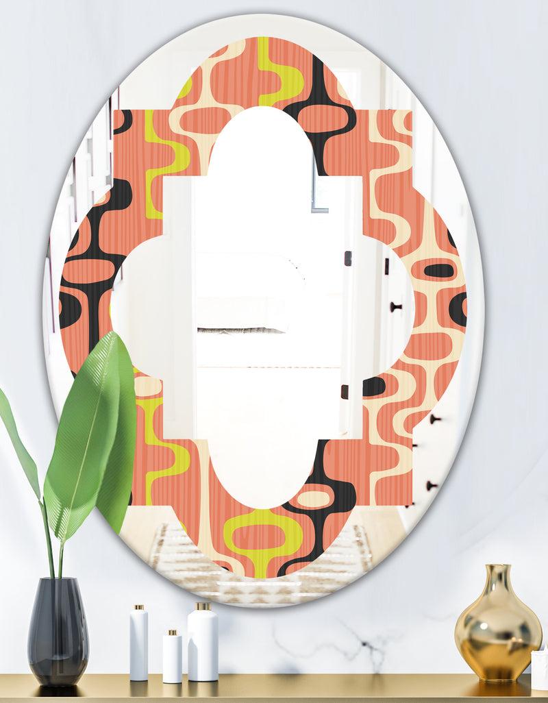 DesignQ Retro Abstract Design XIII - Modern Round Or Oval Wall Mirror - Quatrefoil