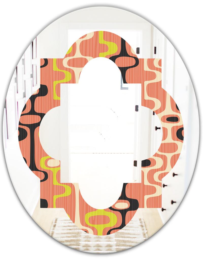 DesignQ Retro Abstract Design XIII - Modern Round Or Oval Wall Mirror - Quatrefoil