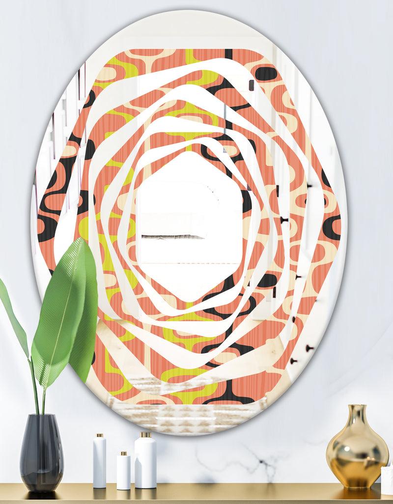 DesignQ Retro Abstract Design XIII - Modern Round Or Oval Wall Mirror - Whirl