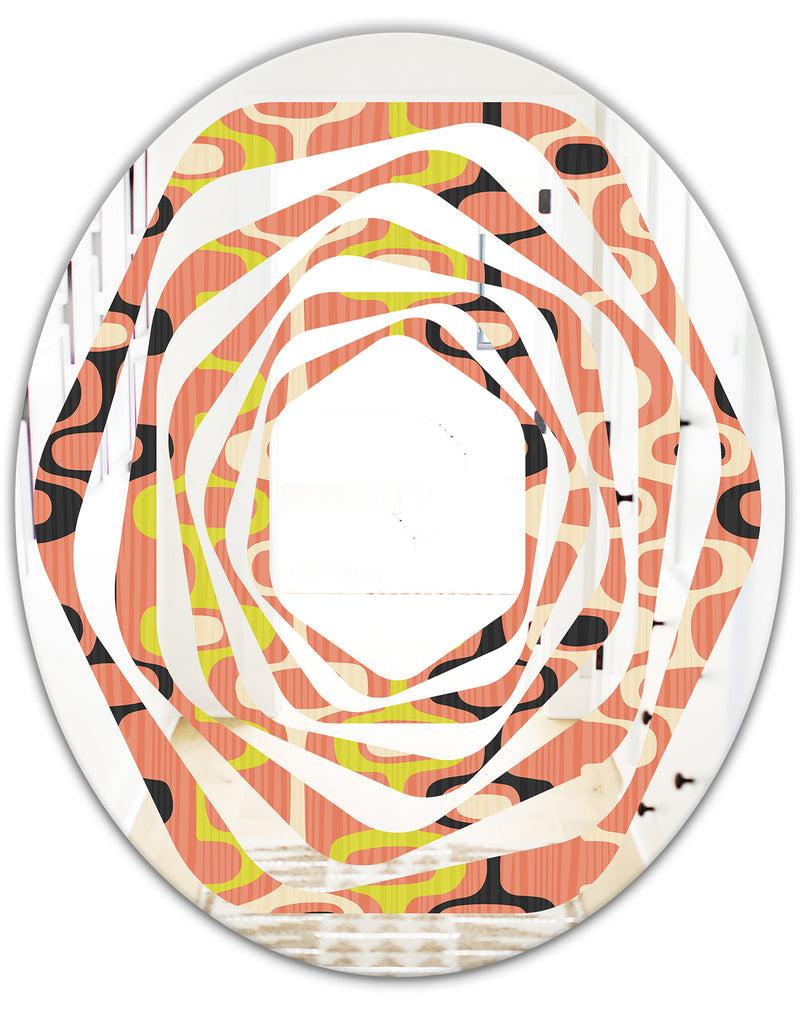 DesignQ Retro Abstract Design XIII - Modern Round Or Oval Wall Mirror - Whirl