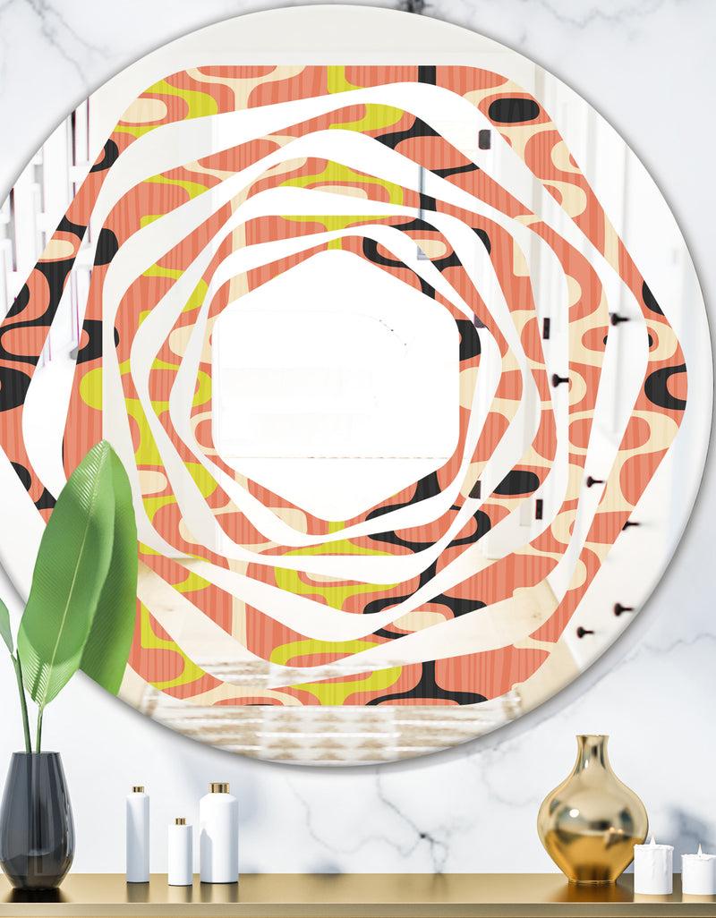 DesignQ Retro Abstract Design XIII - Modern Round or Oval Wall Mirror - Whirl