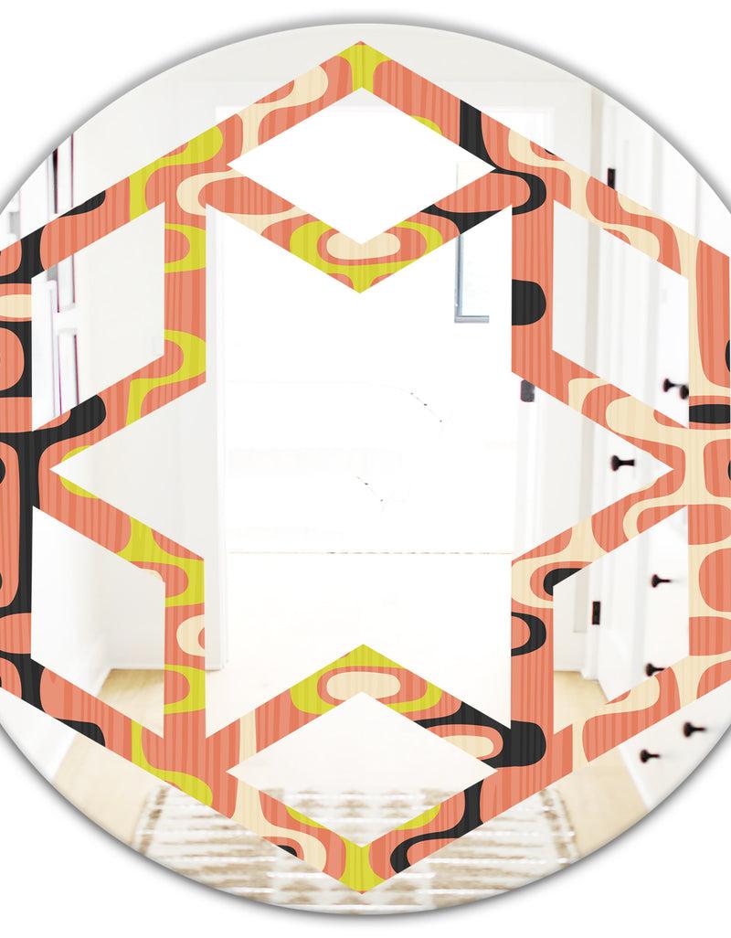 DesignQ Retro Abstract Design XIII - Modern Round Or Oval Wall Mirror - Hexagon Star