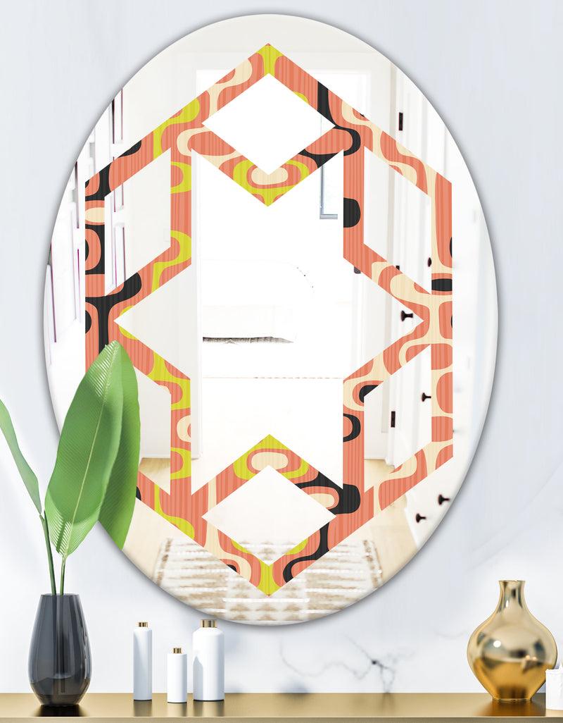 DesignQ Retro Abstract Design XIII - Modern Round Or Oval Wall Mirror - Hexagon Star