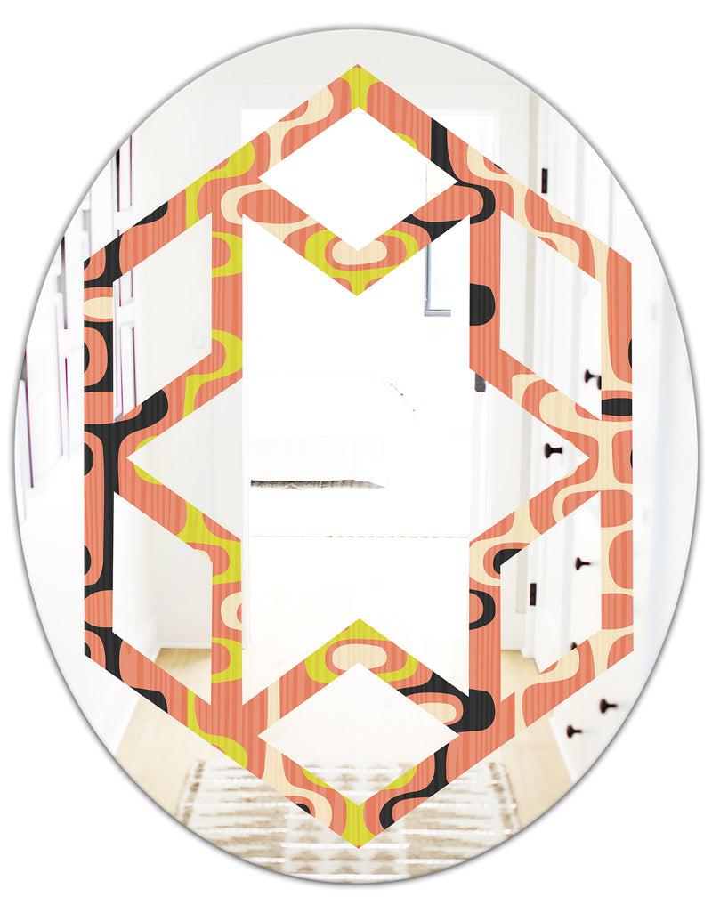 DesignQ Retro Abstract Design XIII - Modern Round Or Oval Wall Mirror - Hexagon Star