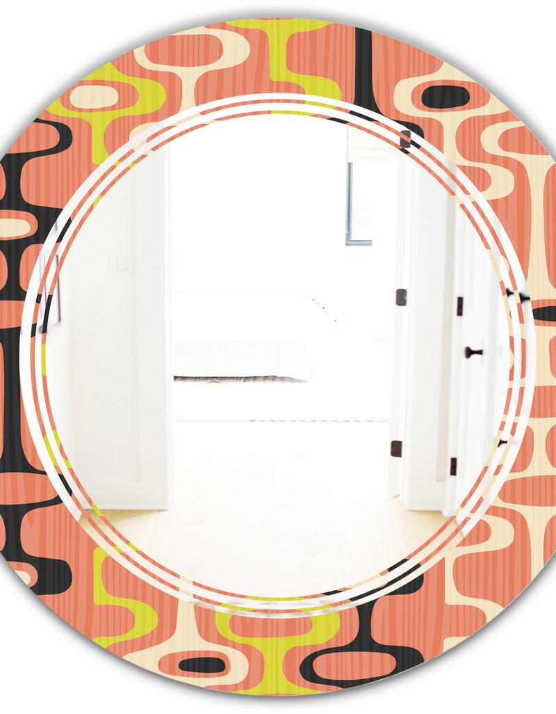 DesignQ Retro Abstract Design XIII - Modern Round Or Oval Wall Mirror - Triple C