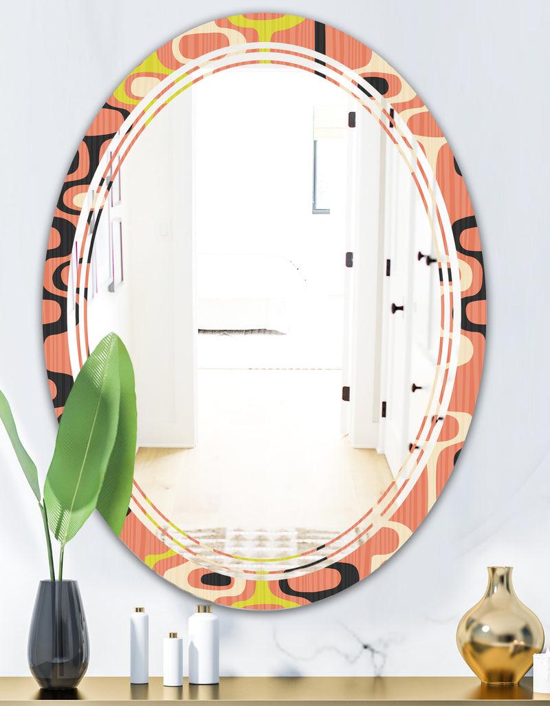 DesignQ Retro Abstract Design XIII - Modern Round Or Oval Wall Mirror - Triple C