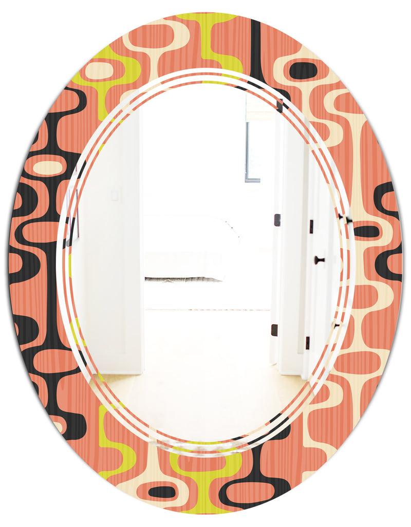 DesignQ Retro Abstract Design XIII - Modern Round Or Oval Wall Mirror - Triple C