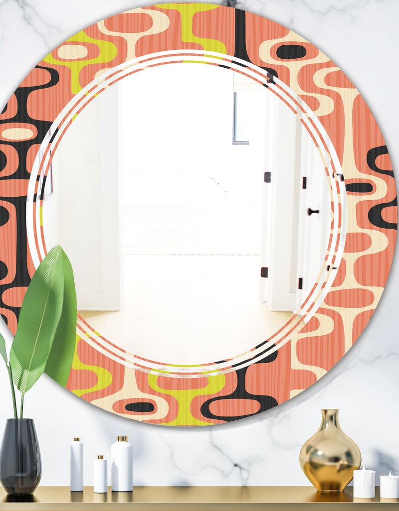 DesignQ Retro Abstract Design XIII - Modern Round or Oval Wall Mirror - Triple C