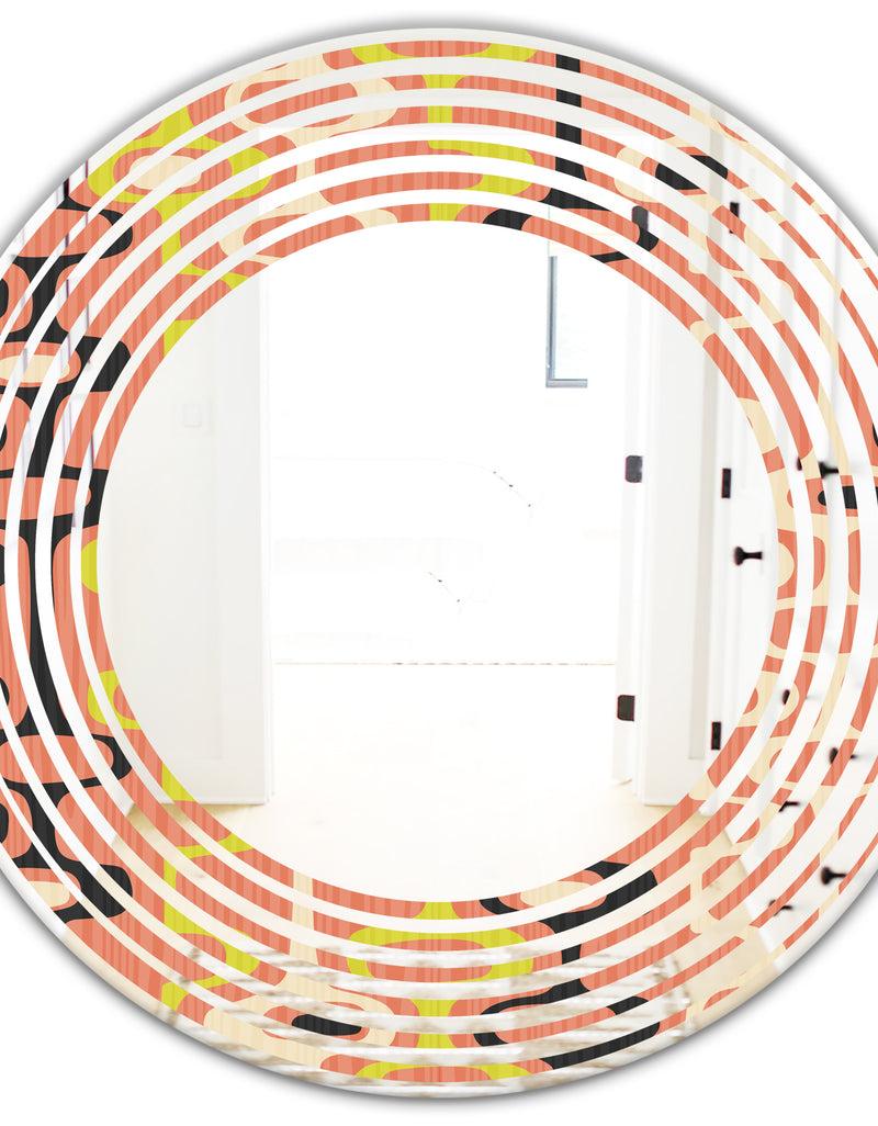 DesignQ Retro Abstract Design XIII - Modern Round Or Oval Wall Mirror - Wave