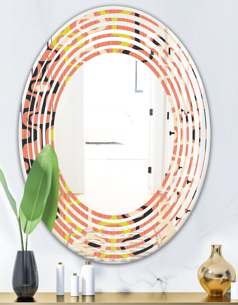 DesignQ Retro Abstract Design XIII - Modern Round Or Oval Wall Mirror - Wave