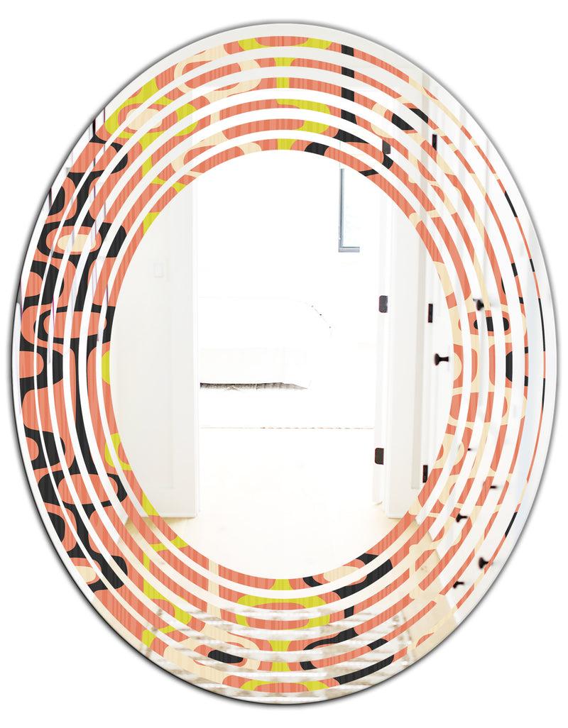 DesignQ Retro Abstract Design XIII - Modern Round Or Oval Wall Mirror - Wave