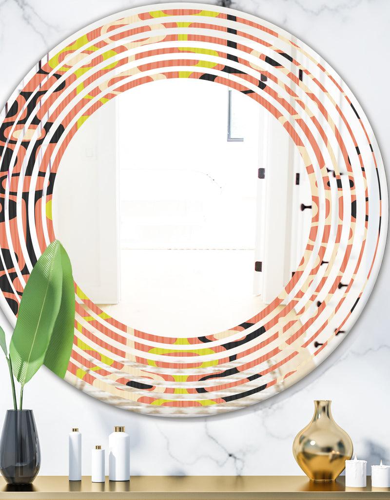 DesignQ Retro Abstract Design XIII - Modern Round or Oval Wall Mirror - Wave