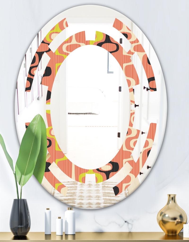 DesignQ Retro Abstract Design XIII - Modern Round Or Oval Wall Mirror - Space