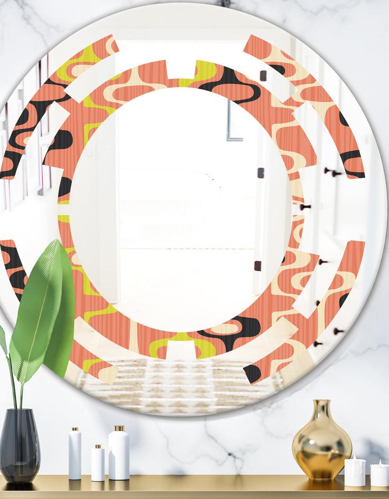 DesignQ Retro Abstract Design XIII - Modern Round or Oval Wall Mirror - Space