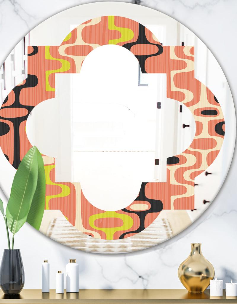 DesignQ Retro Abstract Design XIII - Modern Round or Oval Wall Mirror - Quatrefoil