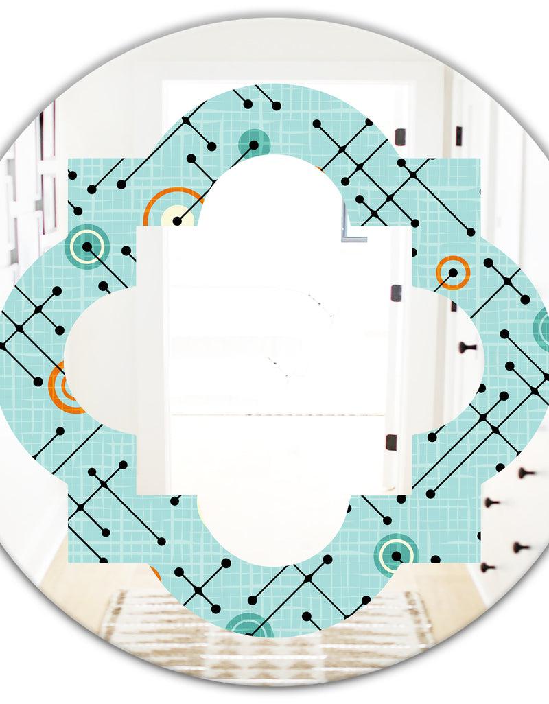 DesignQ Retro Abstract Design XIV - Modern Round Or Oval Wall Mirror - Quatrefoil