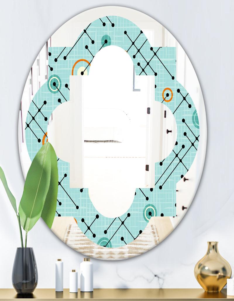 DesignQ Retro Abstract Design XIV - Modern Round Or Oval Wall Mirror - Quatrefoil