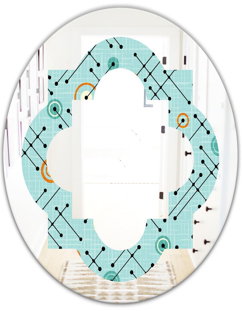 DesignQ Retro Abstract Design XIV - Modern Round Or Oval Wall Mirror - Quatrefoil