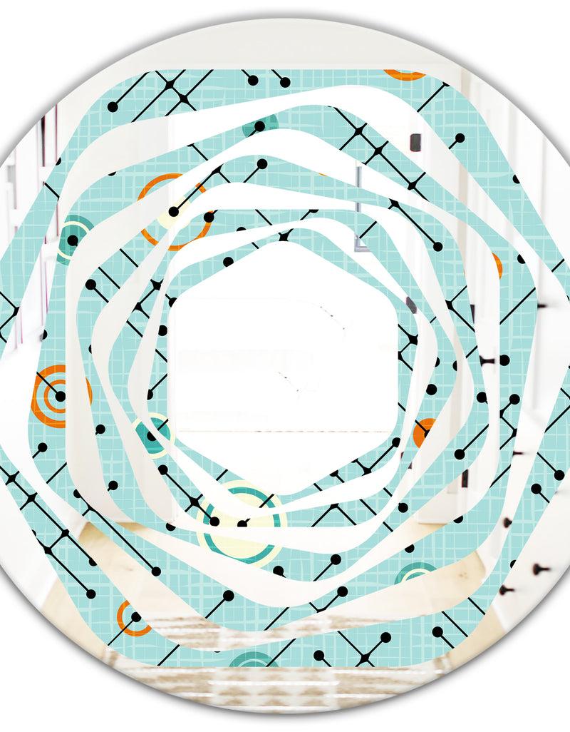 DesignQ Retro Abstract Design XIV - Modern Round Or Oval Wall Mirror - Whirl