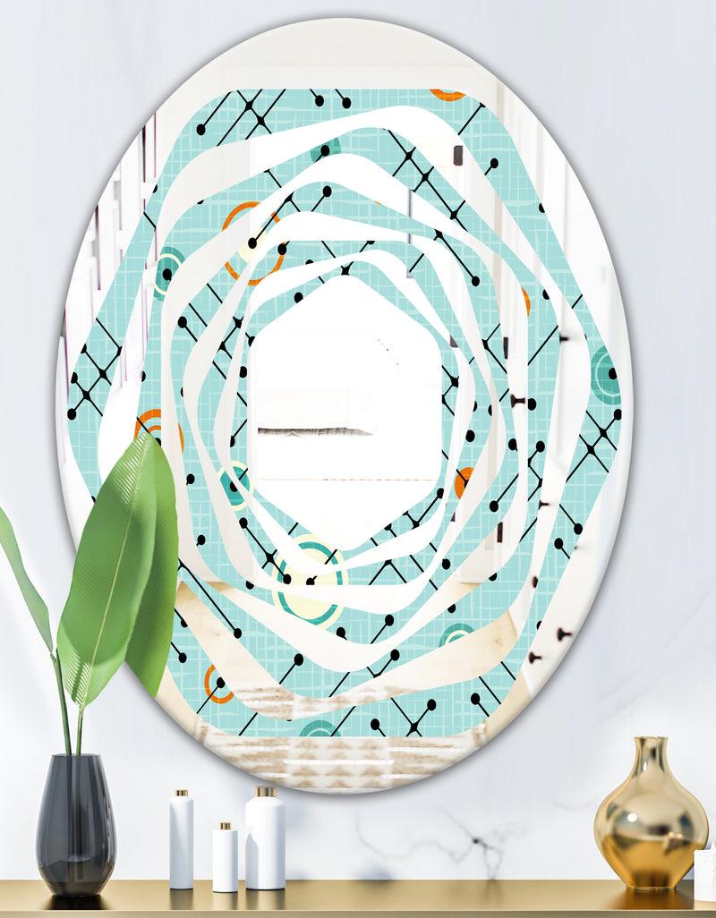 DesignQ Retro Abstract Design XIV - Modern Round Or Oval Wall Mirror - Whirl