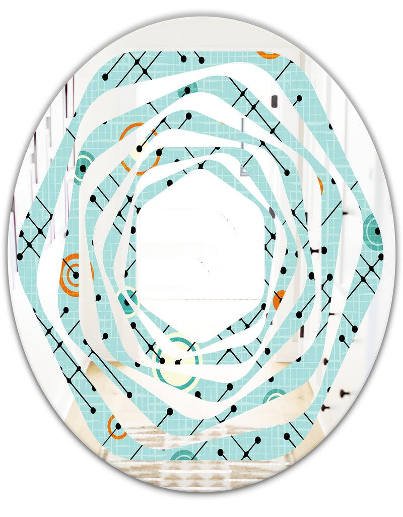 DesignQ Retro Abstract Design XIV - Modern Round Or Oval Wall Mirror - Whirl