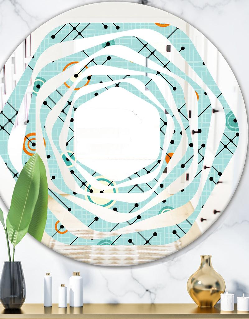 DesignQ Retro Abstract Design XIV - Modern Round or Oval Wall Mirror - Whirl