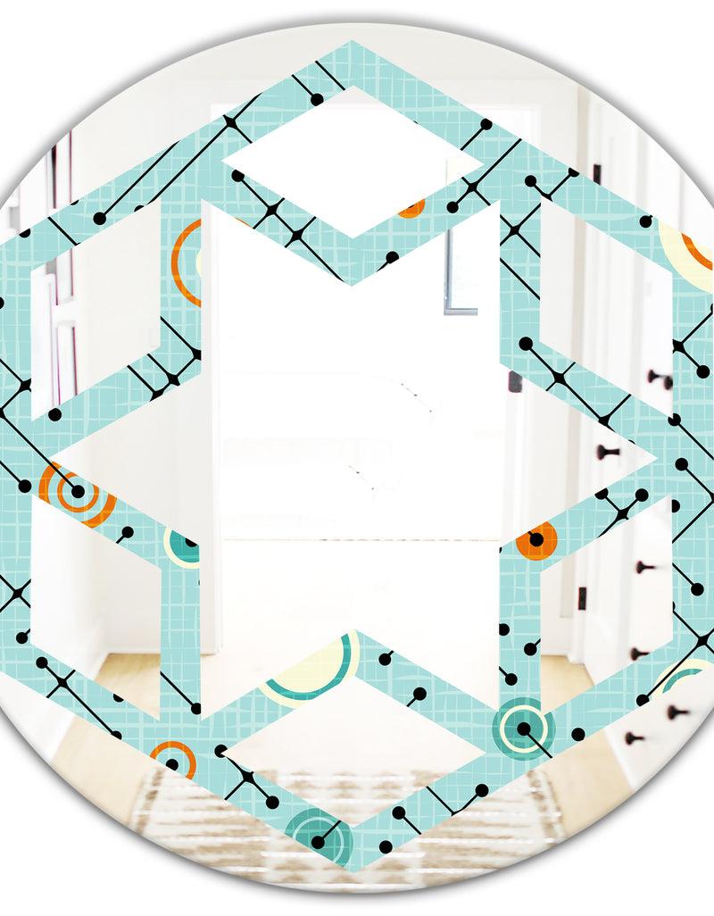 DesignQ Retro Abstract Design XIV - Modern Round Or Oval Wall Mirror - Hexagon Star