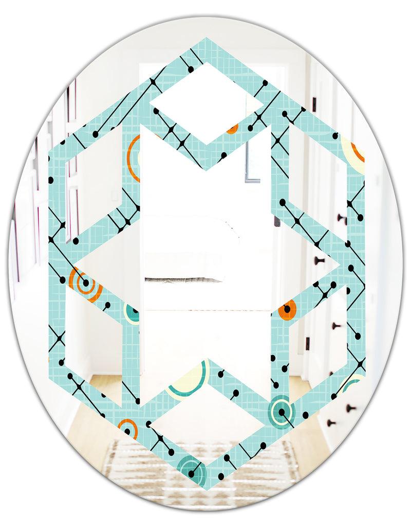DesignQ Retro Abstract Design XIV - Modern Round Or Oval Wall Mirror - Hexagon Star