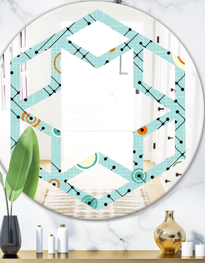 DesignQ Retro Abstract Design XIV - Modern Round or Oval Wall Mirror - Hexagon Star
