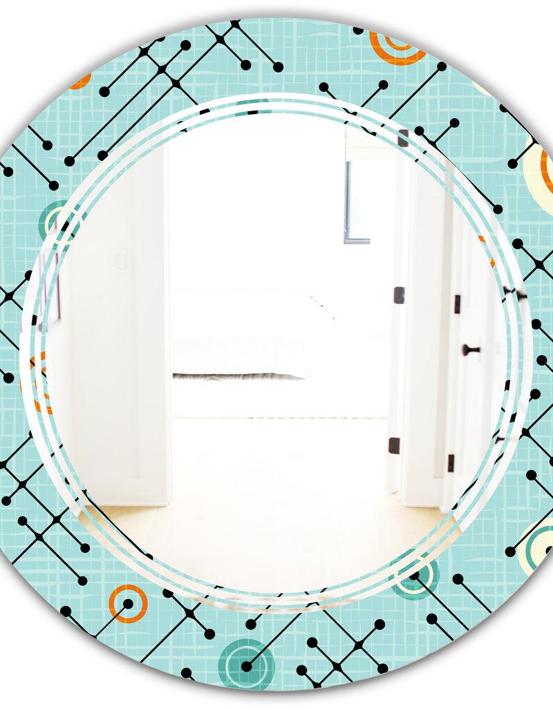 DesignQ Retro Abstract Design XIV - Modern Round Or Oval Wall Mirror - Triple C